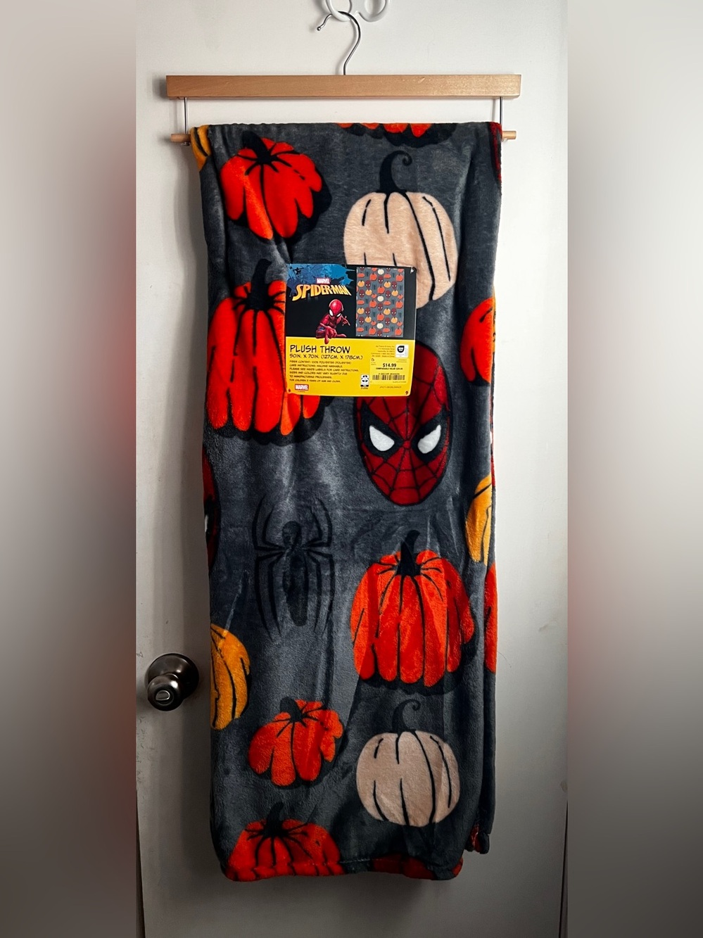 NEW Disney Spiderman Gray Fall Harvest Throw Blanket 50”x70” 2026